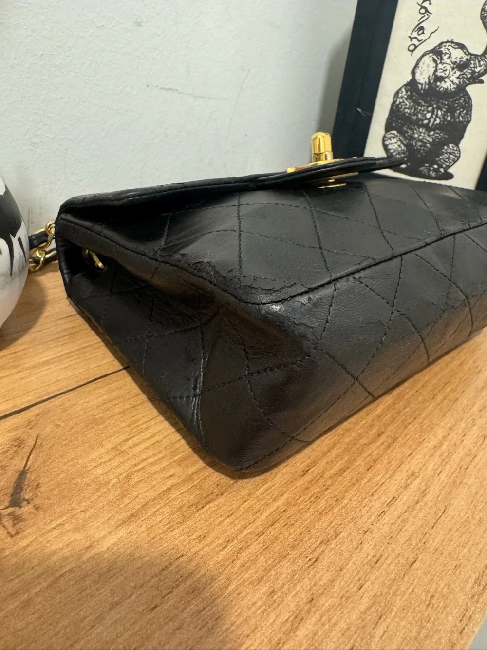 Vintage Chanel Black Lambskin Square Mini Double Flap 24k GHW